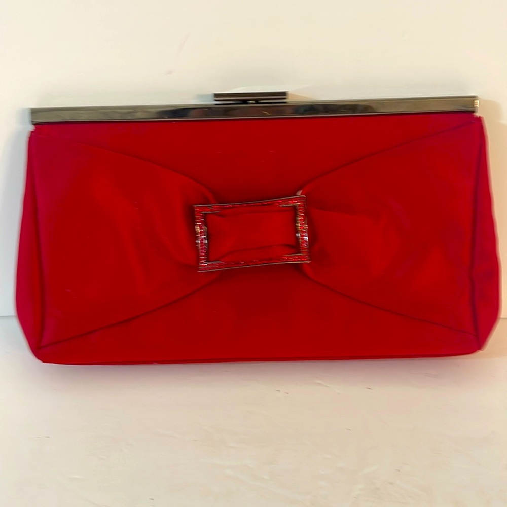 Enzo Angiolini Red Satin  Evening Purse